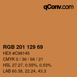 Color code: RGB 201 129 69 | qconv.com