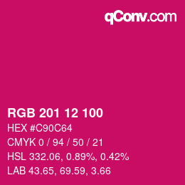 カラーコード: RGB 201 12 100 | qconv.com