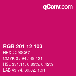 Color code: RGB 201 12 103 | qconv.com