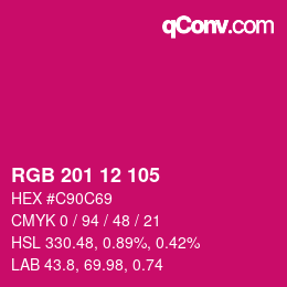 Color code: RGB 201 12 105 | qconv.com