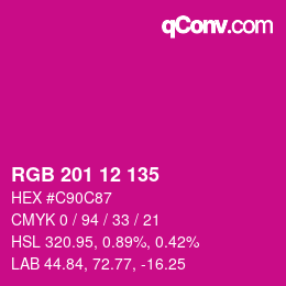カラーコード: RGB 201 12 135 | qconv.com