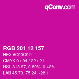 Color code: RGB 201 12 157 | qconv.com