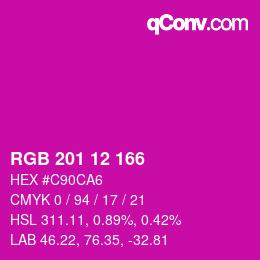 Color code: RGB 201 12 166 | qconv.com