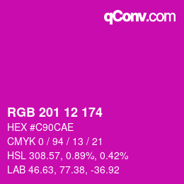 Color code: RGB 201 12 174 | qconv.com