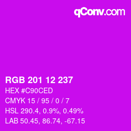 Color code: RGB 201 12 237 | qconv.com