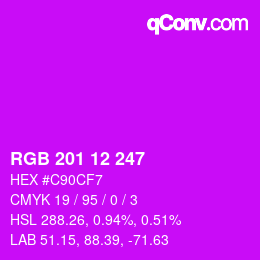 カラーコード: RGB 201 12 247 | qconv.com