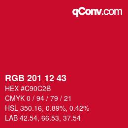 Color code: RGB 201 12 43 | qconv.com