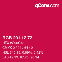 Color code: RGB 201 12 72 | qconv.com