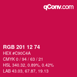カラーコード: RGB 201 12 74 | qconv.com