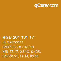 Color code: RGB 201 131 17 | qconv.com