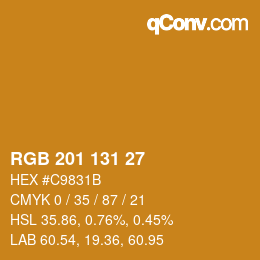 Color code: RGB 201 131 27 | qconv.com