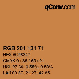 Color code: RGB 201 131 71 | qconv.com