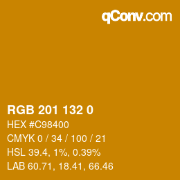 カラーコード: RGB 201 132 0 | qconv.com