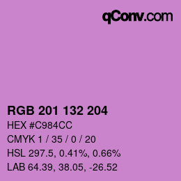 カラーコード: RGB 201 132 204 | qconv.com