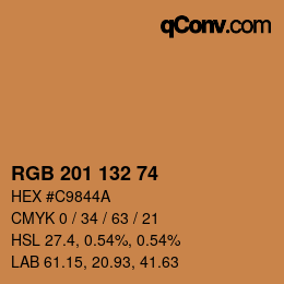 Color code: RGB 201 132 74 | qconv.com