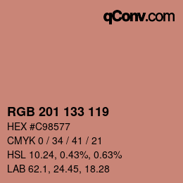 カラーコード: RGB 201 133 119 | qconv.com