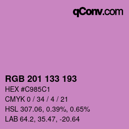 カラーコード: RGB 201 133 193 | qconv.com