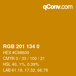 Color code: RGB 201 134 0 | qconv.com