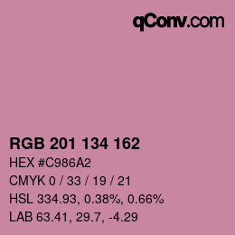 カラーコード: RGB 201 134 162 | qconv.com