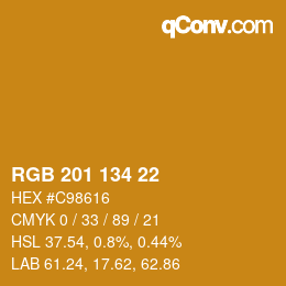 Color code: RGB 201 134 22 | qconv.com