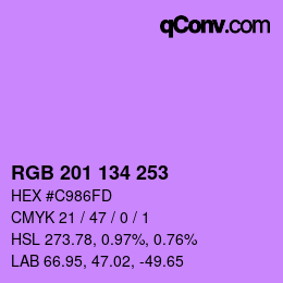 Color code: RGB 201 134 253 | qconv.com
