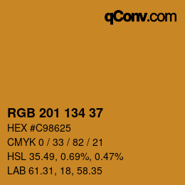 Color code: RGB 201 134 37 | qconv.com