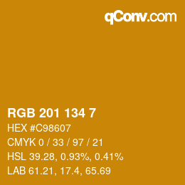 Color code: RGB 201 134 7 | qconv.com