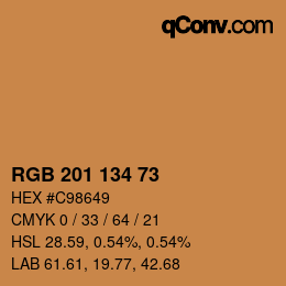 Color code: RGB 201 134 73 | qconv.com