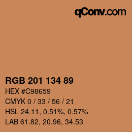 Color code: RGB 201 134 89 | qconv.com