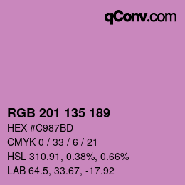 Color code: RGB 201 135 189 | qconv.com