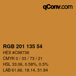 Color code: RGB 201 135 54 | qconv.com