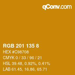 カラーコード: RGB 201 135 8 | qconv.com