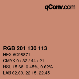 Color code: RGB 201 136 113 | qconv.com