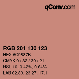 Color code: RGB 201 136 123 | qconv.com