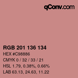 カラーコード: RGB 201 136 134 | qconv.com