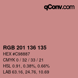 Color code: RGB 201 136 135 | qconv.com