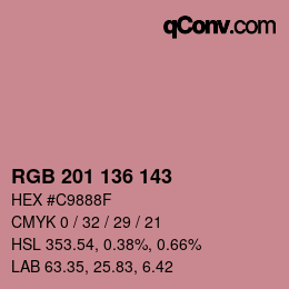 Color code: RGB 201 136 143 | qconv.com