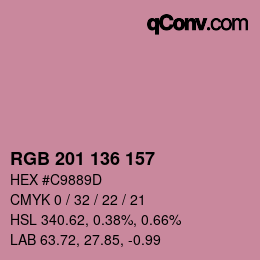 Color code: RGB 201 136 157 | qconv.com
