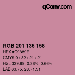 Color code: RGB 201 136 158 | qconv.com