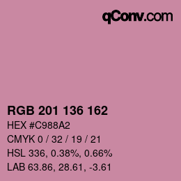 カラーコード: RGB 201 136 162 | qconv.com