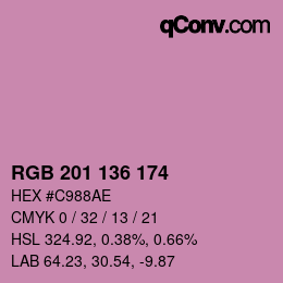 カラーコード: RGB 201 136 174 | qconv.com
