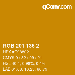 Color code: RGB 201 136 2 | qconv.com