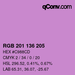 Color code: RGB 201 136 205 | qconv.com