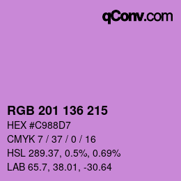 カラーコード: RGB 201 136 215 | qconv.com