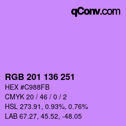 Color code: RGB 201 136 251 | qconv.com