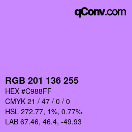 Color code: RGB 201 136 255 | qconv.com