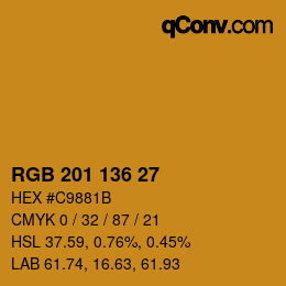 Color code: RGB 201 136 27 | qconv.com