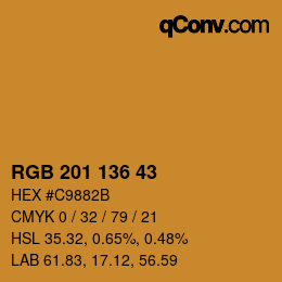 Color code: RGB 201 136 43 | qconv.com