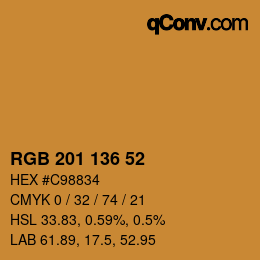 Color code: RGB 201 136 52 | qconv.com