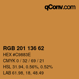 Color code: RGB 201 136 62 | qconv.com